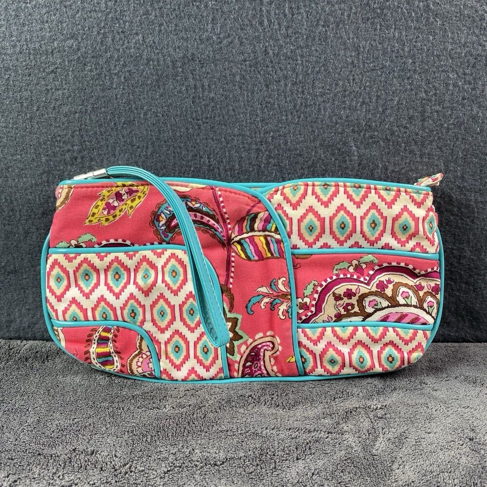 Vera Bradley Call Me Coral Jazzy Clutch Purse Wristlet Retired Patch Pattern
